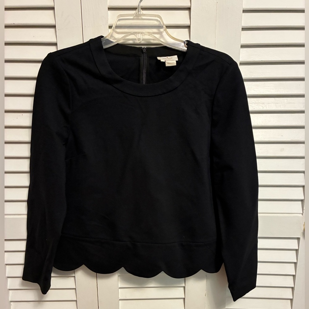 Kate Spade Black Scalloped Hem Women's Top